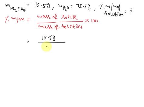 SOLVED Calculate The Mass Percent M M Of A Solution Containing 15 5