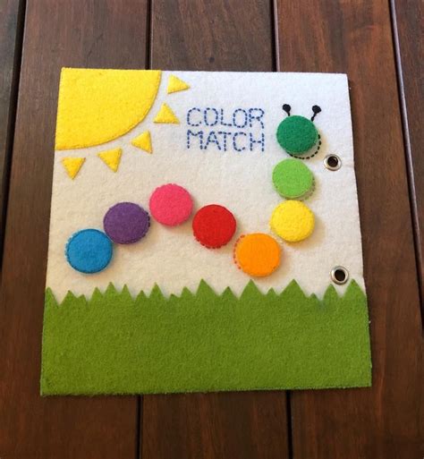 Color Match Quiet Book Page Felt Handmade Busy Bookactivity Etsy