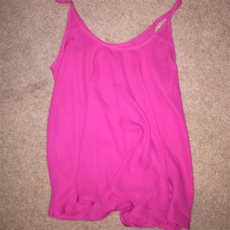 Hot Pink Sheer Spaghetti Strap Tank Top