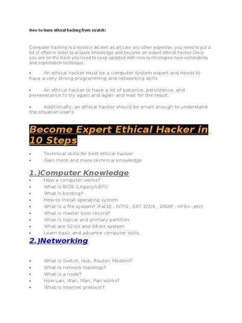 How To Learn Ethical Hacking From Scratch Pdf Security Hacker