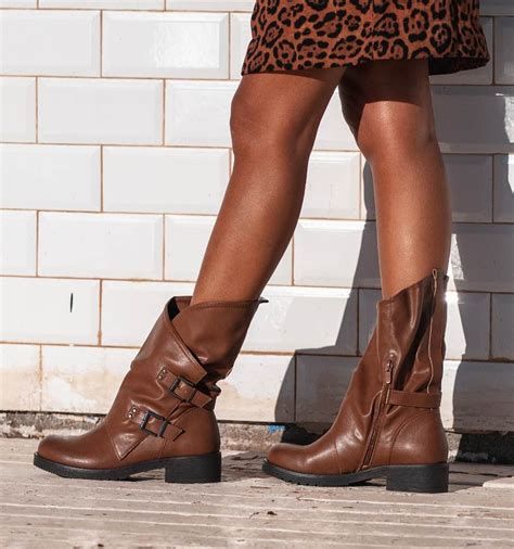 Botas Biker Moteras Marrones Baratas De Mujer Y Hebillas Sirocomojacar