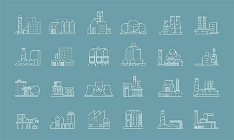 Premium Vector | Factory icons Industrial building factory storage ...