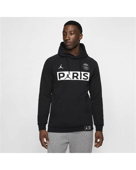 Nike Jordan Paris Saint Germain Fleece Pullover Hoodie In Black For Men