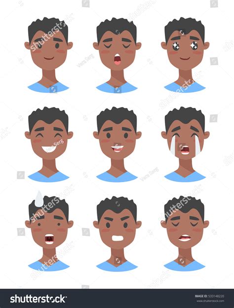 Set Male Emoji Characters Cartoon Style Stock Vector (Royalty Free ...