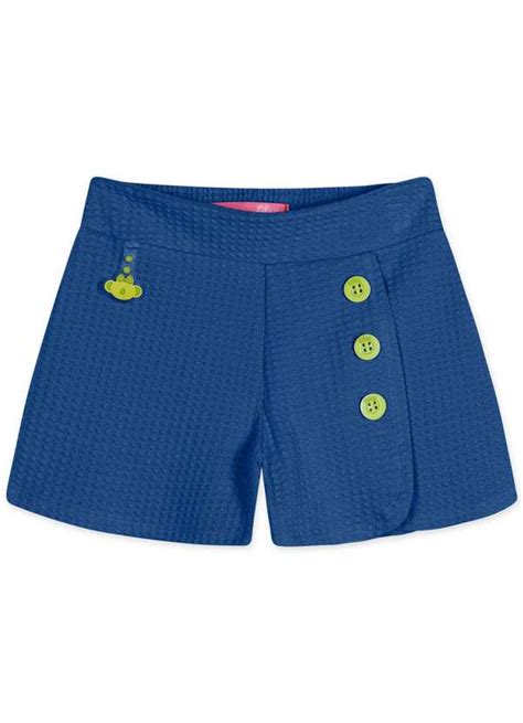 Short Saia Infantil Feminino Lilica Azul Clube Marisol