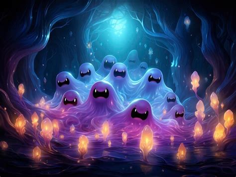 Premium AI Image | Halloween wallpaper with ghosts