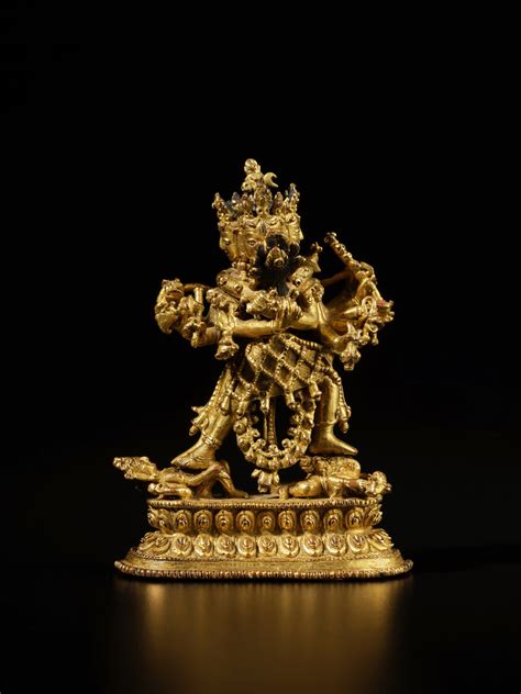 A Gilt Copper Alloy Figure Of Chakrasamvara And Vajravarahi Nepal