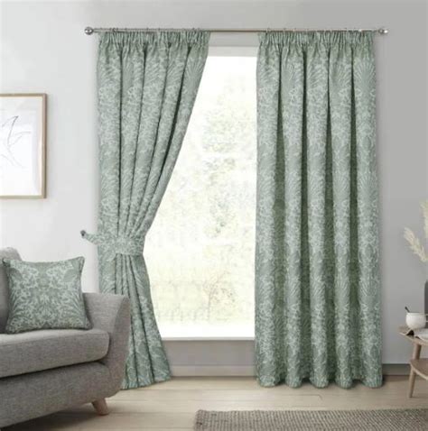 Sundour Keswick Lined Pencil Pleat Curtains Sage CB Furnishings