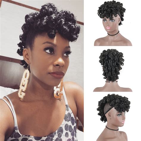 Oseti Jerry Curly Mohawk Wig Faux Hawk Hair Clip In Hair Extension For Black Women Synthetic