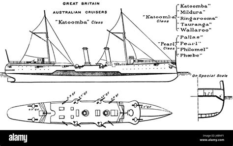 Pearl class cruiser diagram Brasseys 1897 Stock Photo - Alamy