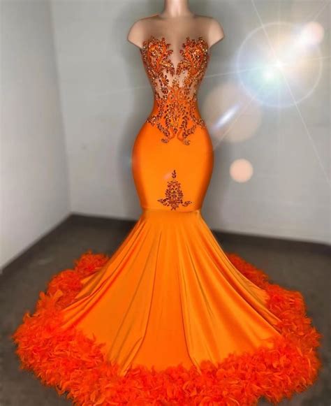 Modest Prom Dresses Crystals Prom Dresses Vestidos De Fiesta Orange