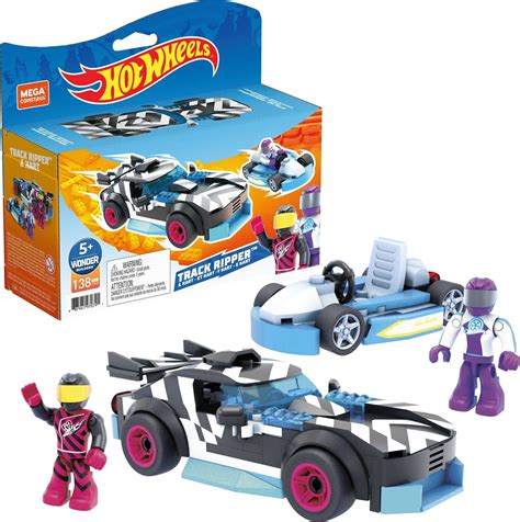 MEGA Hot Wheels Building Toy Race Cars Track Ripper Kart With 2 Figures 138 Pieces Walmart