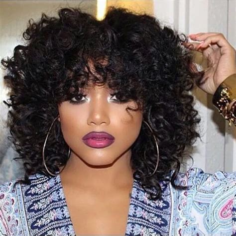 Cheap Afro Kinky Curly Synthetic Wig With Bangs Synthetic Hair Short Curly Wigs For Black Women ...