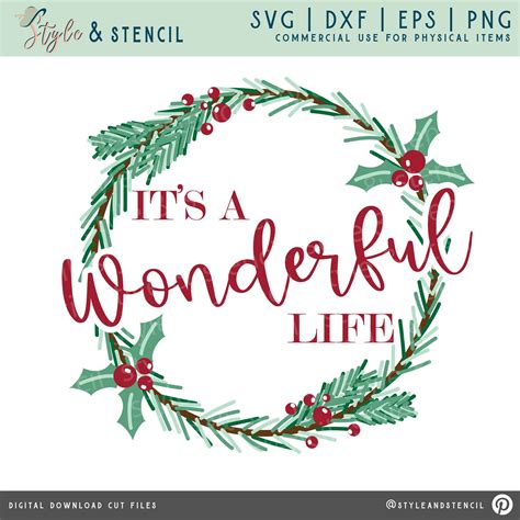 Christmas Wreath Svg Its A Wonderful Life Svg Christmas Svg Christmas