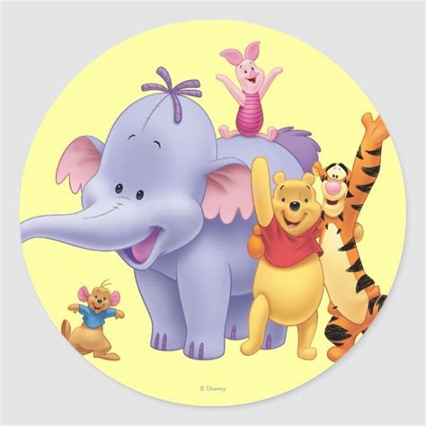 Pooh And Friends 4 Classic Round Sticker Zazzle Whinnie The Pooh Drawings Winnie The Pooh