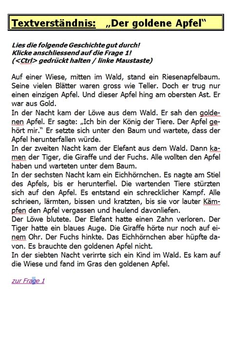 Leseprobe Lesetexte Klasse Zum Ausdrucken Lesekompetenz Lesetest