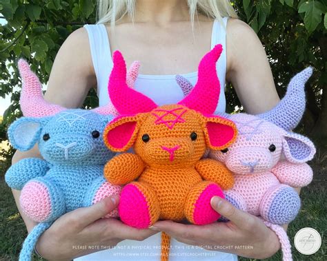 Baphomet Crochet Pattern Amigurumi Plush Toy Cow Devil Goth Etsy Uk