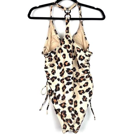 Kona Sol Leopard Print One Piece Swimsuit Size Medium Gem