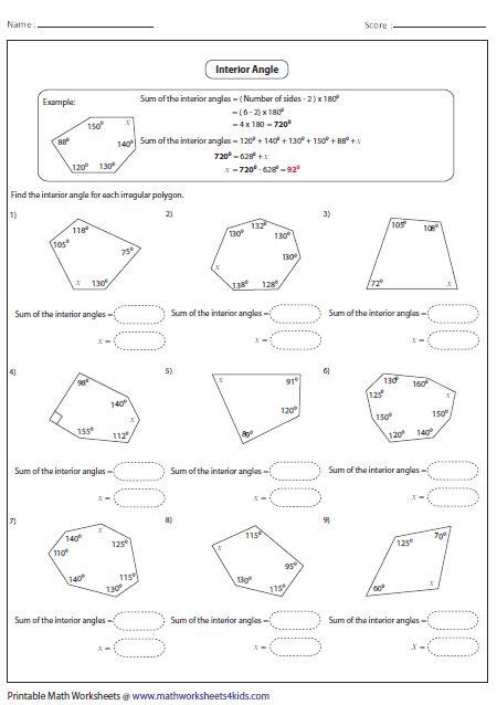 Polygon Worksheets | Angles worksheet, Geometry worksheets ...