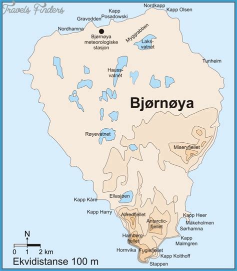 Bear Island Bjornoya Map - TravelsFinders.Com