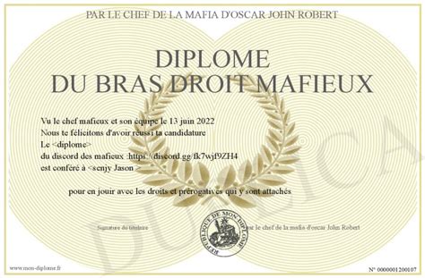 Diplome Du Bras Droit Mafieux