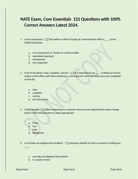 Nate Exam Core Essentials Questions With Correct Answers