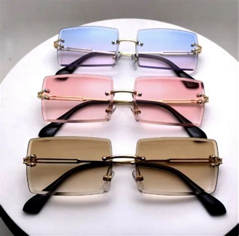 Vintage Rimless Sunglasses Rectangle Frameless Candy Color Glasses Women At ₹ 216 Sun Glasses