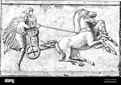 Ancient Chariot Vintage Engraved Illustration Stock Vector Image And Art