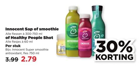 Innocent Sap Of Smoothie Of Healthy People Shot Aanbieding Bij Plus