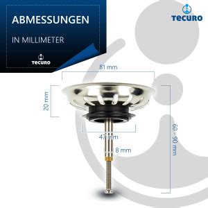 tecuro Siebkörbchen Siebkorb Ø 81 mm mit Metall Führungsstange 8 mm u