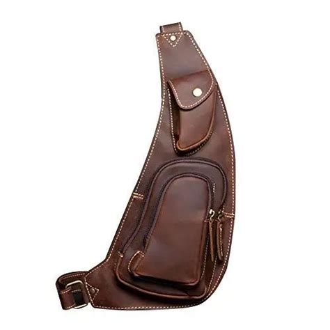 LEATHARIO SAC POITRINE Bandoulière Homme Cuir véritable Sacoche Porte