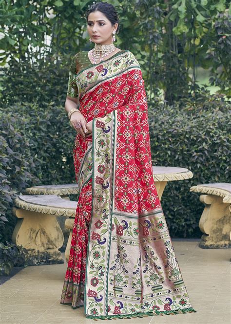 Bridal Red Patola Silk Saree Urban Womania