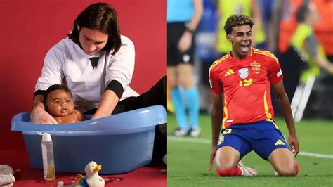 lionel messi bathing baby lamine yamal viral euro  lyanal