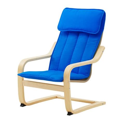 PoÄng Childrens Armchair Birch Veneeralmås Blue Ikea