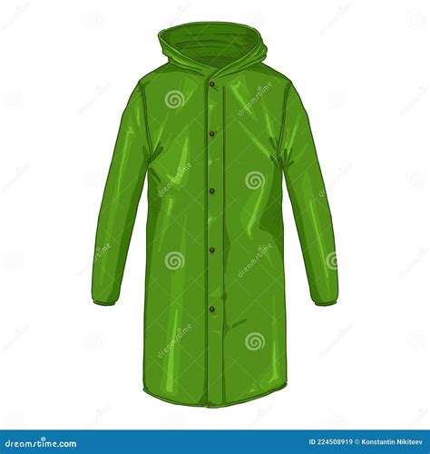 Raincoat With Butttons And Hood Vector Cartoon Single Illustration