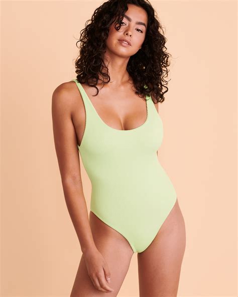 Kulani Kinis Neon Lime Scoop Neck One Piece Swimsuit Neon Lime