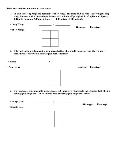 Punnett Square Interactive Worksheet Live Worksheets