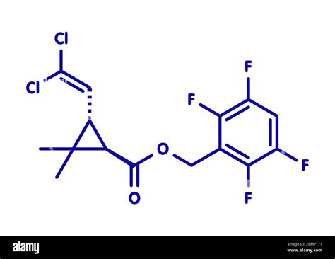 Transfluthrin insecticide molecule. Skeletal formula Stock Photo - Alamy