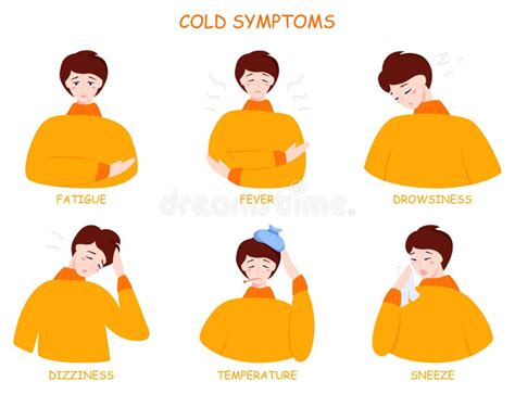 Sintomi Di Influenza E Freddi Infographic Febbre E Tosse Illustrazione