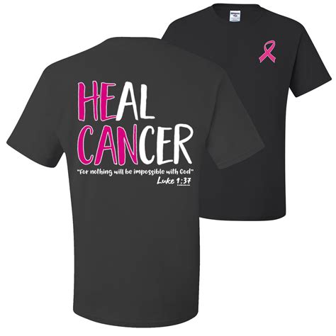 Heal Cancer Faith Jesus Believe Breast Cancer Awareness FRONT BACK Mens