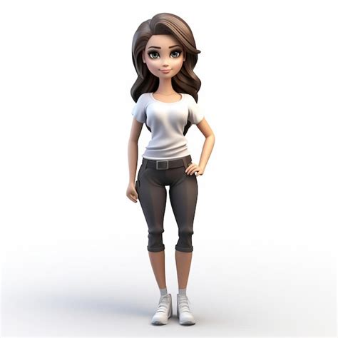 Highquality 3d Cartoon Female Character On White Background Premium