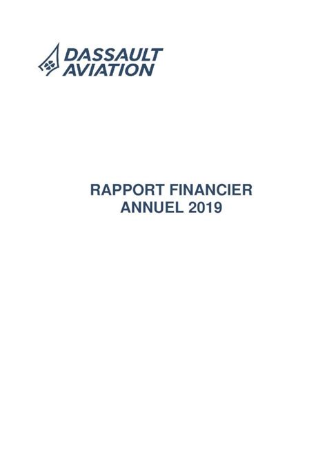 Pdf Rapport Financier Annuel Dassault Aviation Les Donn Es