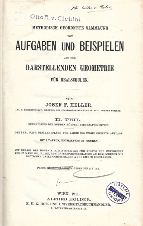 Josef F Helle Methodisch Geordnete Sammlung Von Aufgaben Und