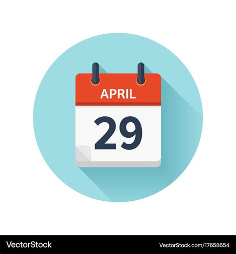 April 29 flat daily calendar icon date Royalty Free Vector