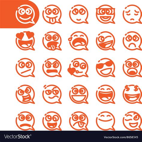 Set of emoji speech bubble emoticons Royalty Free Vector