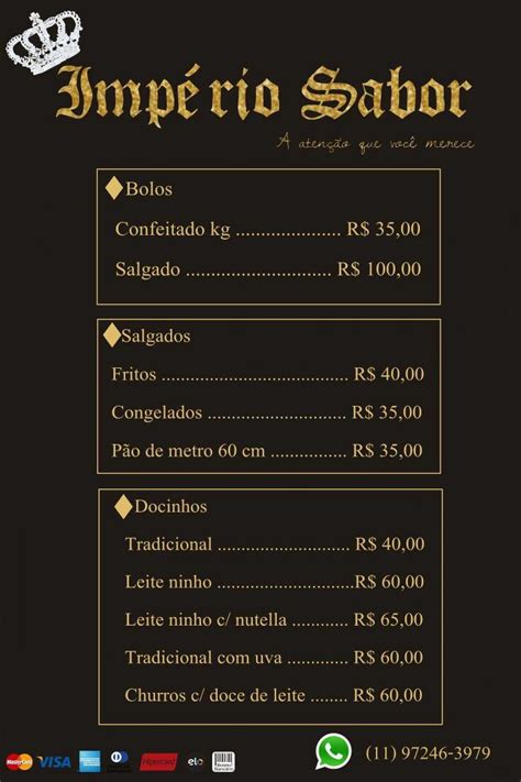 Menu at Império Sabor pub bar Mauá