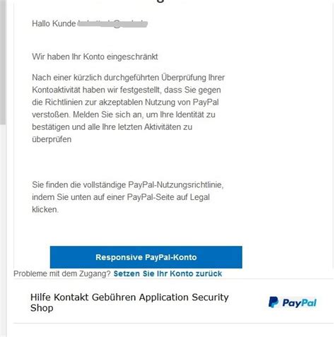 Paypal Phishing Ihr Konto Wurde Begrenzt Anti Spam Info