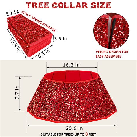 Blissun Christmas Tree Collar Sequin Christmas Tree Skirt Folable