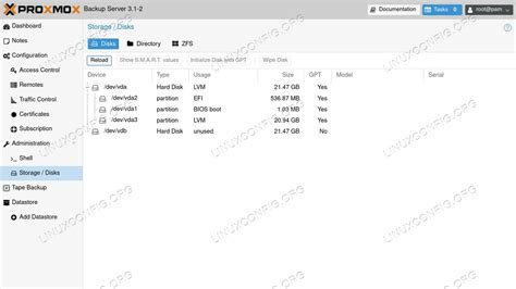 Introduction To The Proxmox Backup Server The Web Interface Linuxconfig