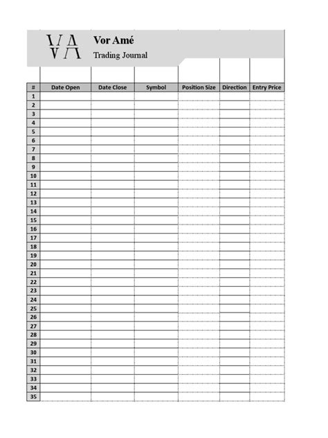 Trading Journal Template 30 | PDF | Financial Markets | Economics